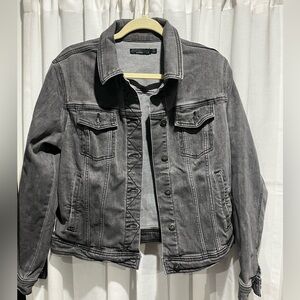 Prana Gray Distressed Denim Jean Jacket Size Large Casual Jacket